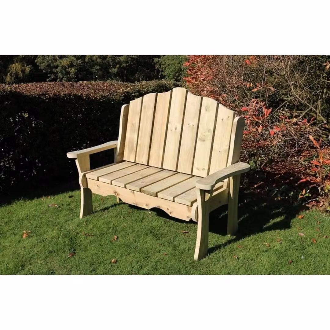 Alton Manor Wooden Garden Bench in Brown, W/D/H: 150 x 70 x 55 cm – 2