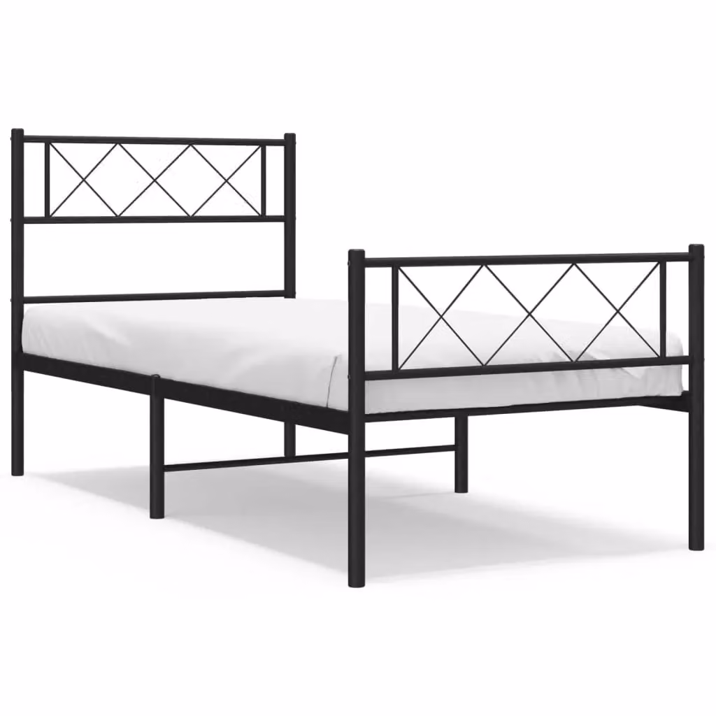 Berkfield Home Metal Small Single Bed Frame with Headboard and Footboard, Black, W: 75 cm, L: 190 cm – 2
