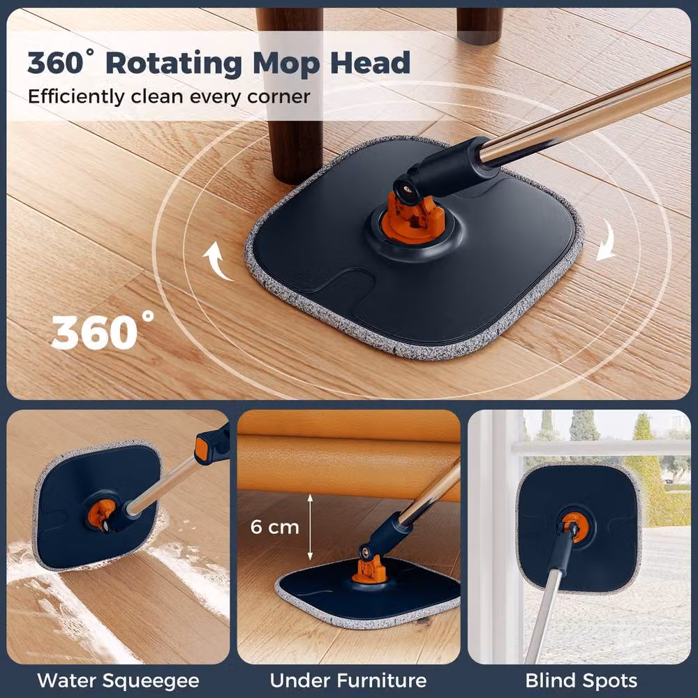 Costway Mop and Bucket Set with Wringer and 8 Microfibre Pads in Blue – 9