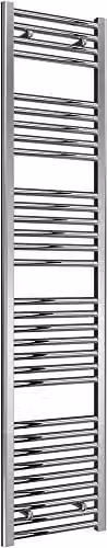 Bathroom Kingdom Diva Silver Steel Straight Heated Towel Rail H: 180 cm, W: 40 cm
