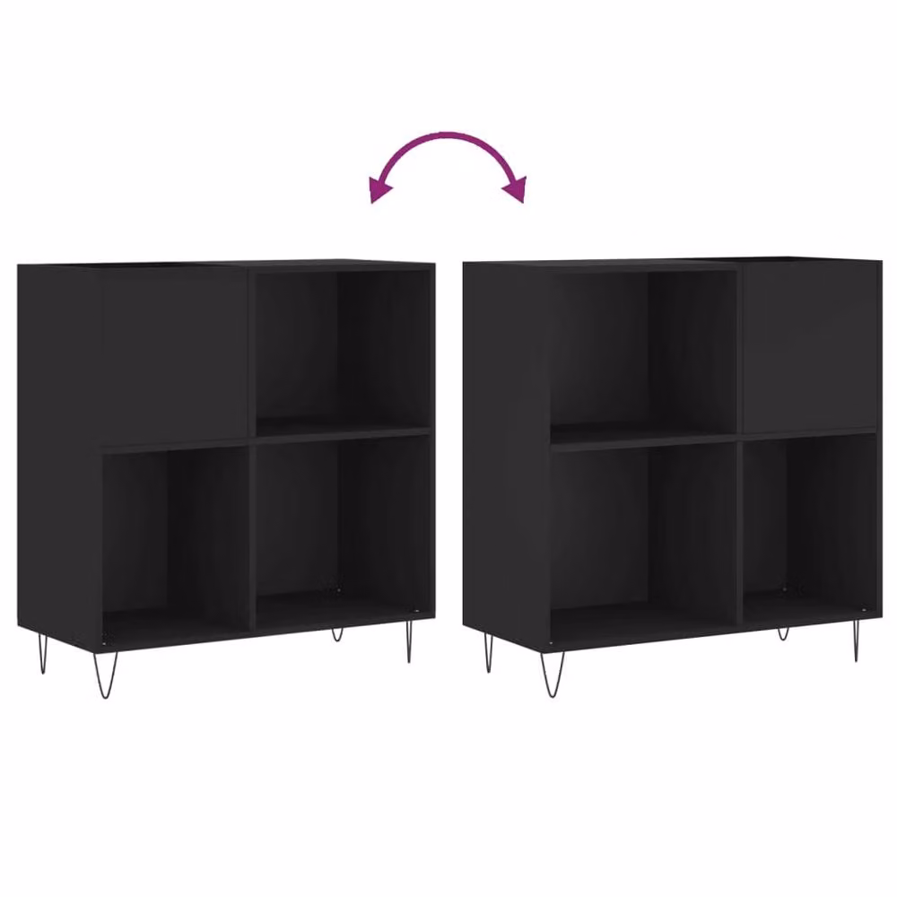 Berkfield Home Record Cabinet in Black, W/D/H: 84.5 x 38 x 89 cm – 5