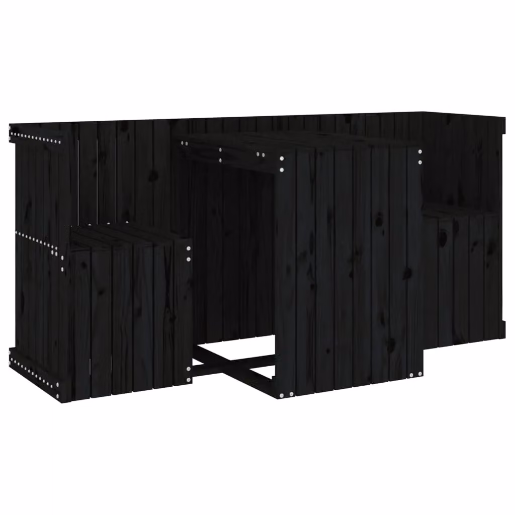 Berkfield Home 2 Seater Balcony Set in Black Rustic Solid Pine Wood – 2