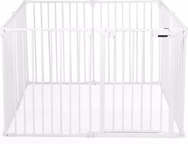 Costway 8-Panel Metal Baby Playpen and Safety Gate in White