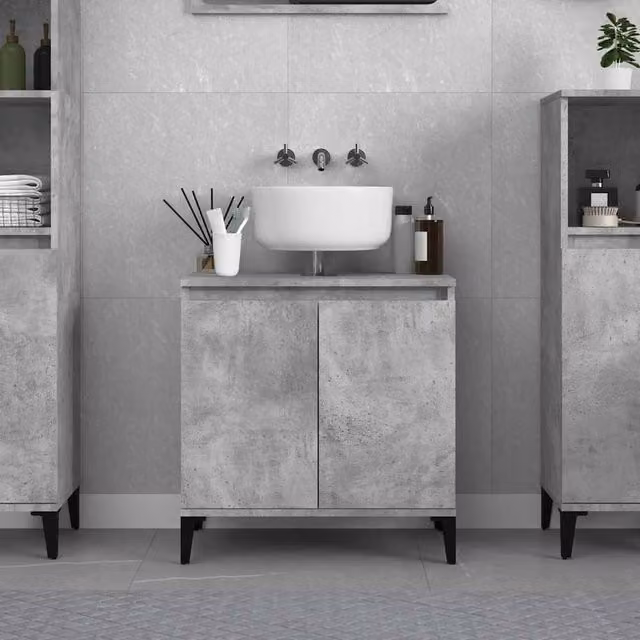 Berkfield Home Freestanding Bathroom Sink Cabinet in Concrete Grey, W/D/H: 58 x 33 x 60 cm – 1