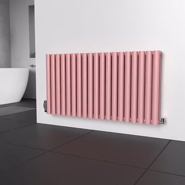 Lux Heat Oval Horizontal Double Steel Radiator in Pink, W: 1140 mm, H: 600 mm