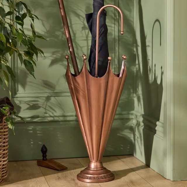 Dibor Vintage Gold Crown Design Metal Umbrella Stand, H75 x D30 cm – 1