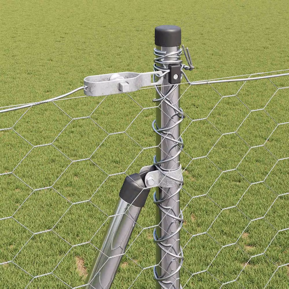 Berkfield Home Hexagon Fence in Silver Galvanised Steel, 6 x 10 m – 3
