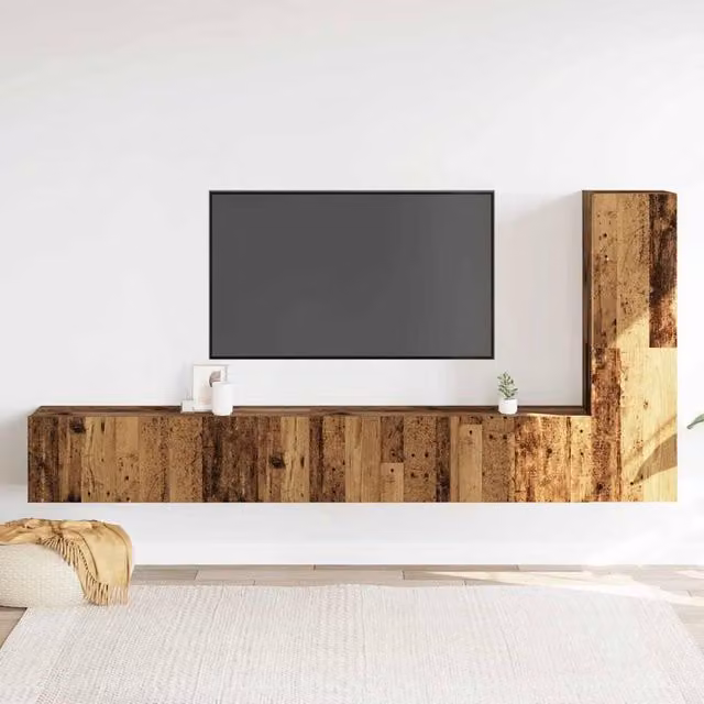 Berkfield Home 3-Piece Wall Mounted TV Cabinet Set in Brown Old Wood Engineered Wood