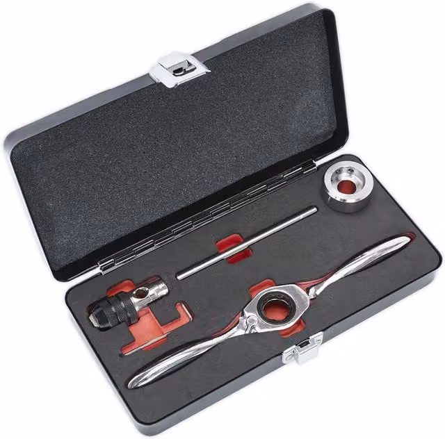 Loops Bi-Directional Ratchet Tap and Die Holder Set, Metric M3 to M12, Silver and Multicolour – 1
