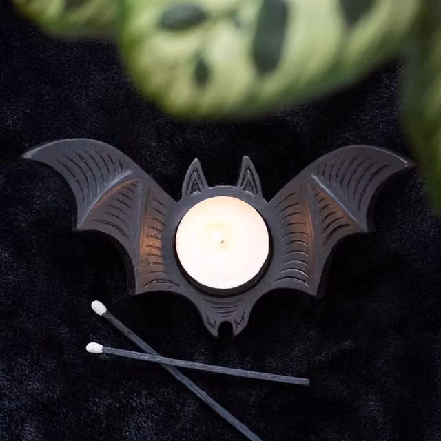 Uniqueful Black Bat Tealight Candle Holder for Halloween, Height: 15 cm – 1