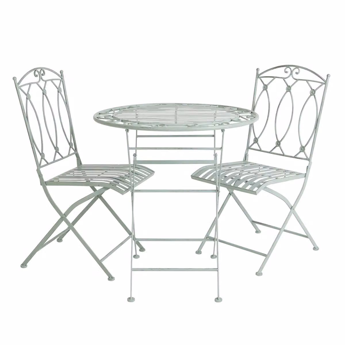 Charles Bentley Rustic Metal Garden Bistro Set in Green – 2