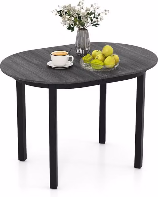 Costway Classic Oval Wooden Dining Table in Black Matt Finish