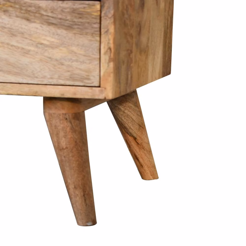 Direct Wicker Classic Oak-ish Solid Wood Bedside Table in Brown with 2 Drawers and 1 Open Slot, W/D/H: 45.0 x 35.0 x 60.0 cm – 5
