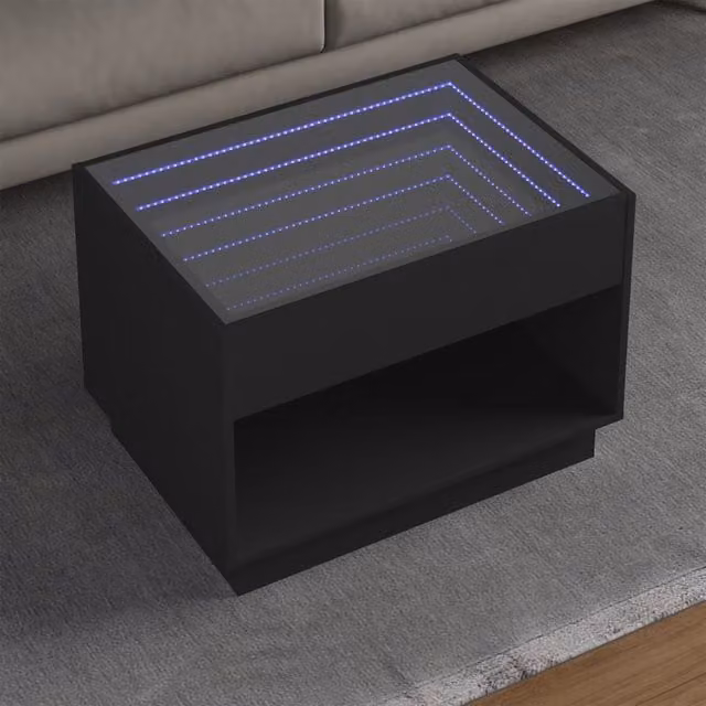 Berkfield Home Infinity LED Coffee Table in Black, W/D/H: 70 x 50 x 50 cm