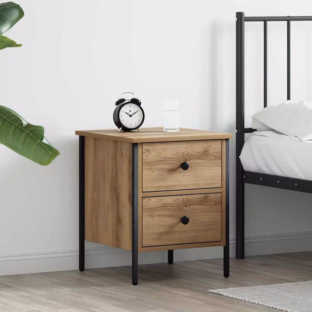 Berkfield Home Modern Artisan Oak Bedside Cabinet in Beige, W/D/H: 40 x 42 x 50 cm – 2