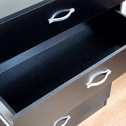 Vida Designs Modern 5 Drawer Chest in Black with Silver Details – 4