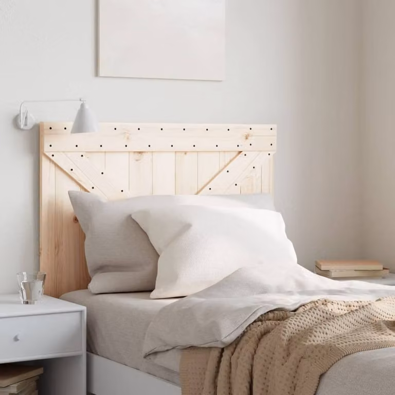 Berkfield Home Rustic Solid Wood Pine Headboard in Beige, W/H: 90 x 104 cm