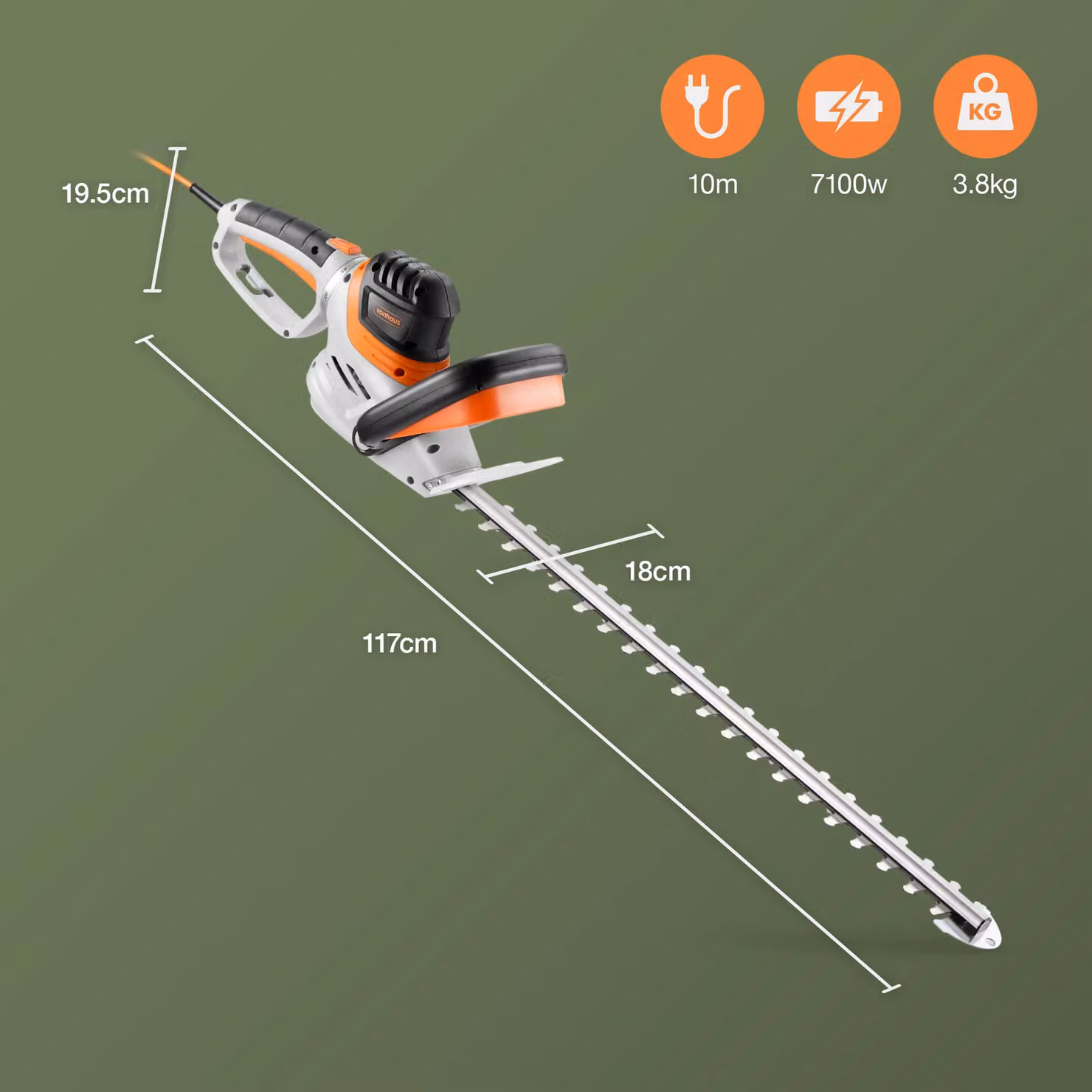 VonHaus 710W Corded Reciprocating Hedge Trimmer in Grey – 5