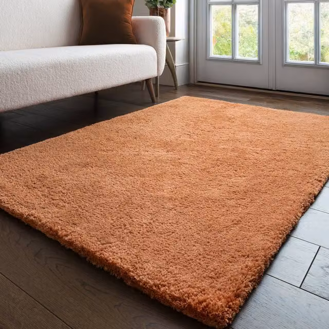 Asiatic Carpets Opulence Terra Luxury Soft Shaggy Rug, Orange, 150 cm