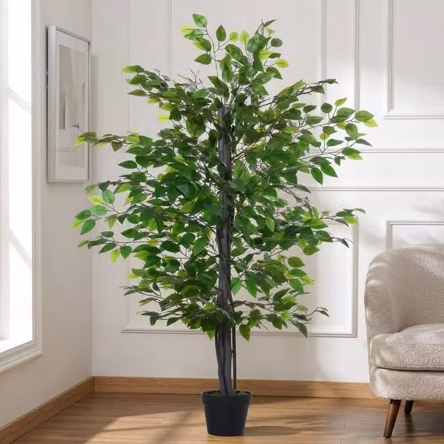 STILVORA Artificial Banyan Tree in Green with Concrete Pot, Height: 145 cm – 1