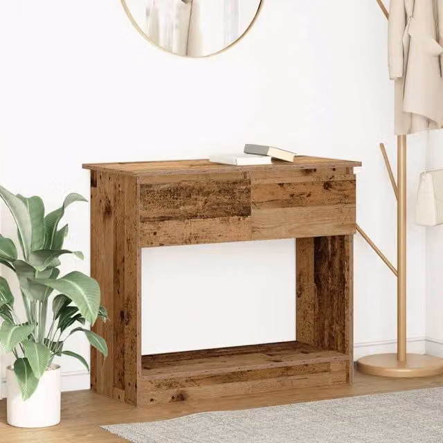 Berkfield Home Modern Console Table with Drawers in Brown, W: 85.5 cm, D: 38.5 cm, H: 74.5 cm