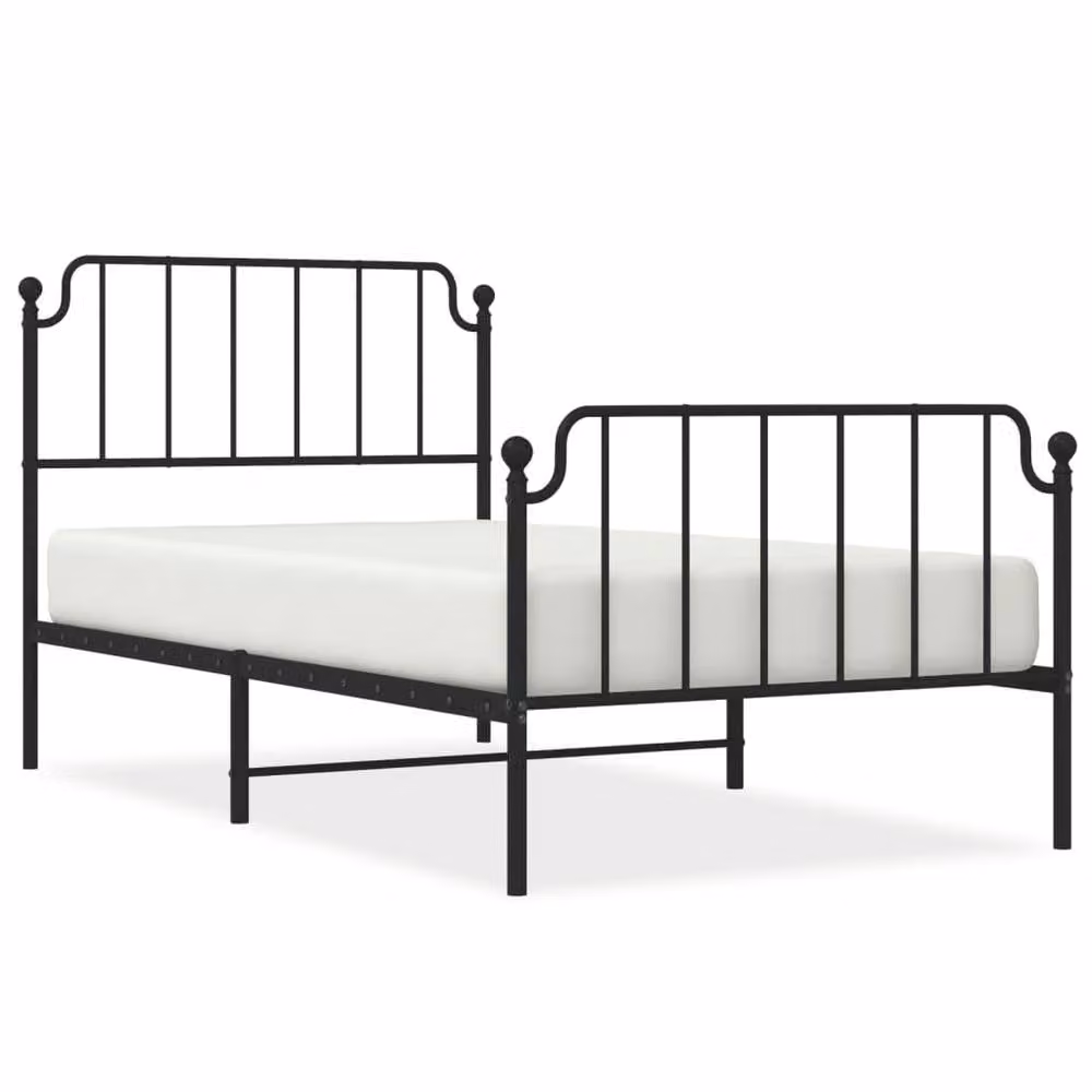 Berkfield Home Metal Bed Frame with Headboard and Footboard, Black, W/D/H: 100 x 200 cm – 2