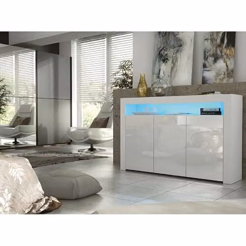 Creative Furniture Aether Modern White Gloss Sideboard with Integrated LED Lighting W: 155 cm – 4