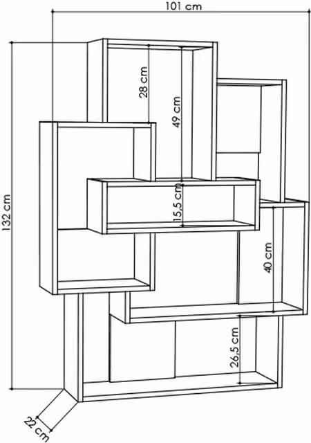 Decortie Modern Wall Mounted Oak Wood Bookcase in Brown