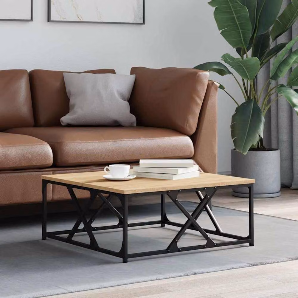 Berkfield Home Sonoma Oak Decorative Coffee Table in Light Brown, W/D/H: 70 x 70 x 30 cm – 1