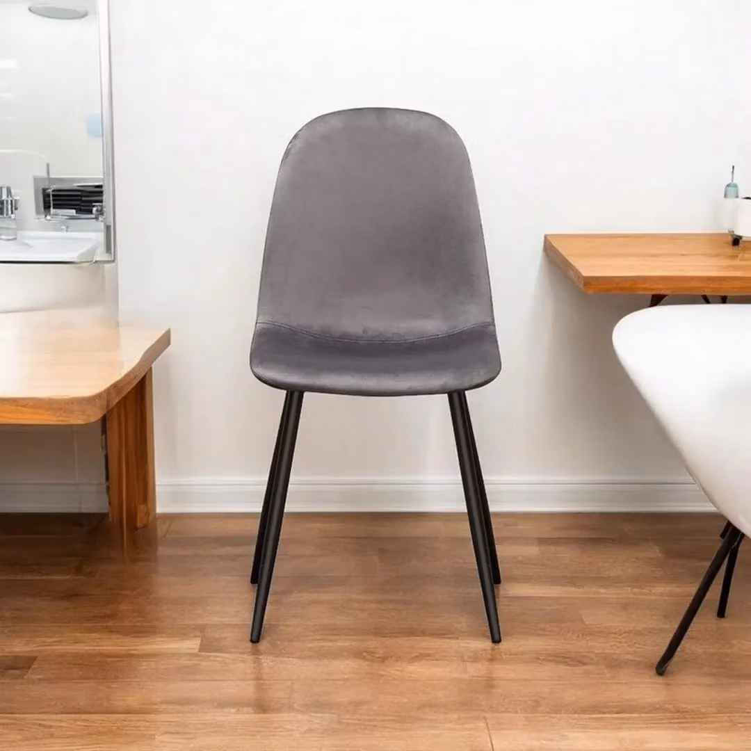 Minster Grey Velvet Dining Chair with Black Metal Frame, W44 x D52 x H86 cm – 4