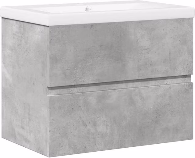 Berkfield Home 2 Piece Modern Wall Mounted Bathroom Furniture Set in Grey with Ceramic Vanity Unit