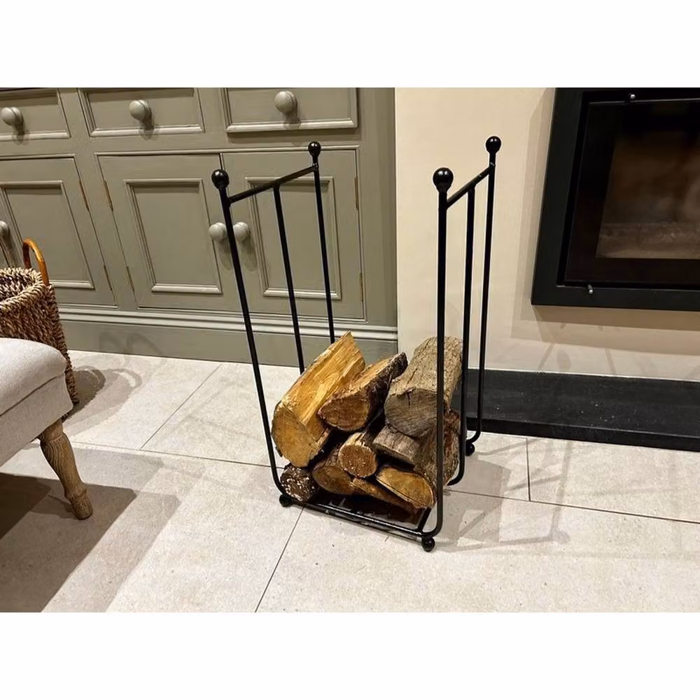 Poppyforge Compact Freestanding Steel Log Rack, Black, W: 36.8 cm, D: 31.7 cm, H: 67.3 cm – 2