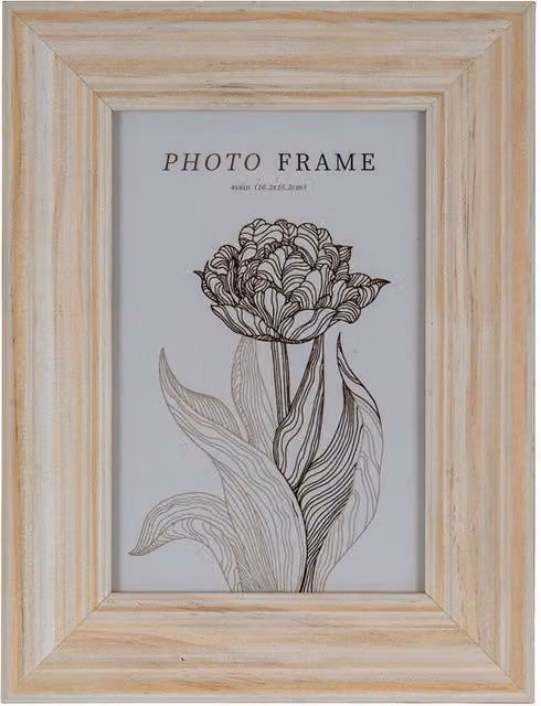 Lemon Pavilion Isla Rectangular Wood Photo Frame, White and Light Brown, 10 x 15 cm