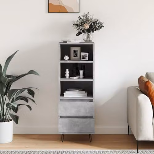 vidaXL Industrial Highboard in Concrete Grey, W/D/H: 40 x 36 x 110 cm – 2