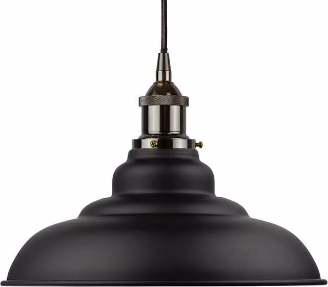 SE Home St Edmund's Round Suspended Pendant Light in Matt Black Metal