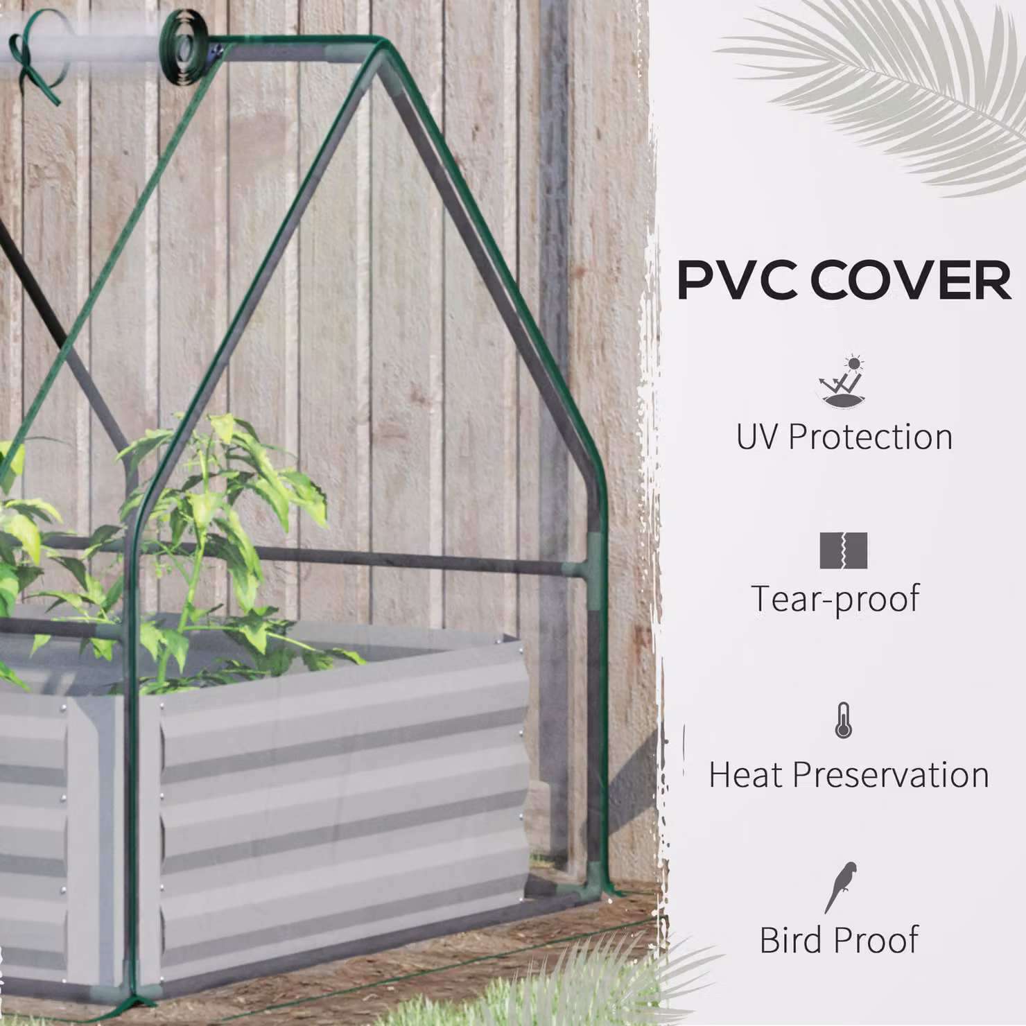 Outsunny Raised Garden Bed with Greenhouse, Steel Planter Box with Plastic Cover and Roll Up Window, W/D/H: 127 x 95 x 92 cm – 4