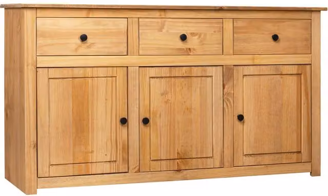 Berkfield Home Panama Range Solid Pinewood Sideboard in Brown, W/D/H: 135 x 40 x 80 cm – 1
