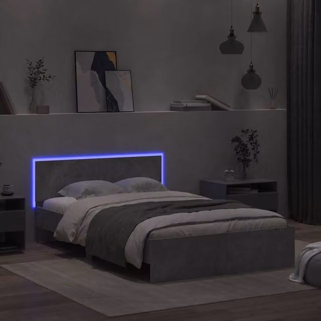 Berkfield Home Upholstered Bed Frame with Headboard and Lift Up Base, Grey, W: 140 cm, D: 190 cm, H: 70 cm – 1