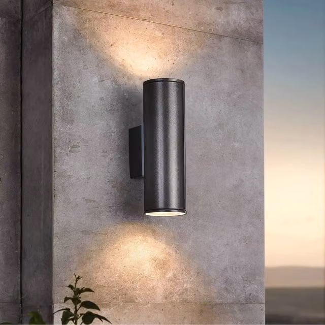 Eglo Riga Metal IP44 Up and Down Outdoor Wall Light in Anthracite Grey with Included LED Bulbs