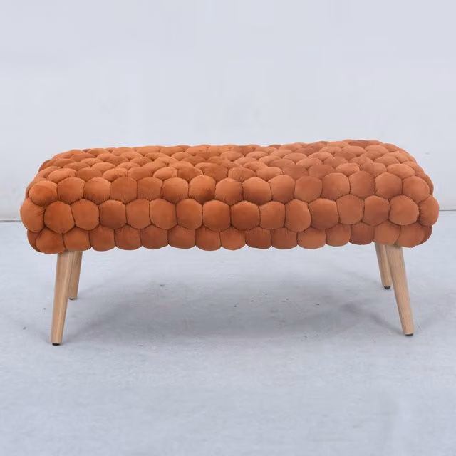 Artemis Home Cushla Bubbly Velvet Large Footstool - Orange