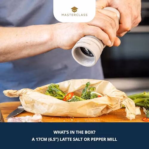 MasterClass Manual Ceramic Salt and Pepper Mill, Blue and Beige, Height: 17 cm – 1