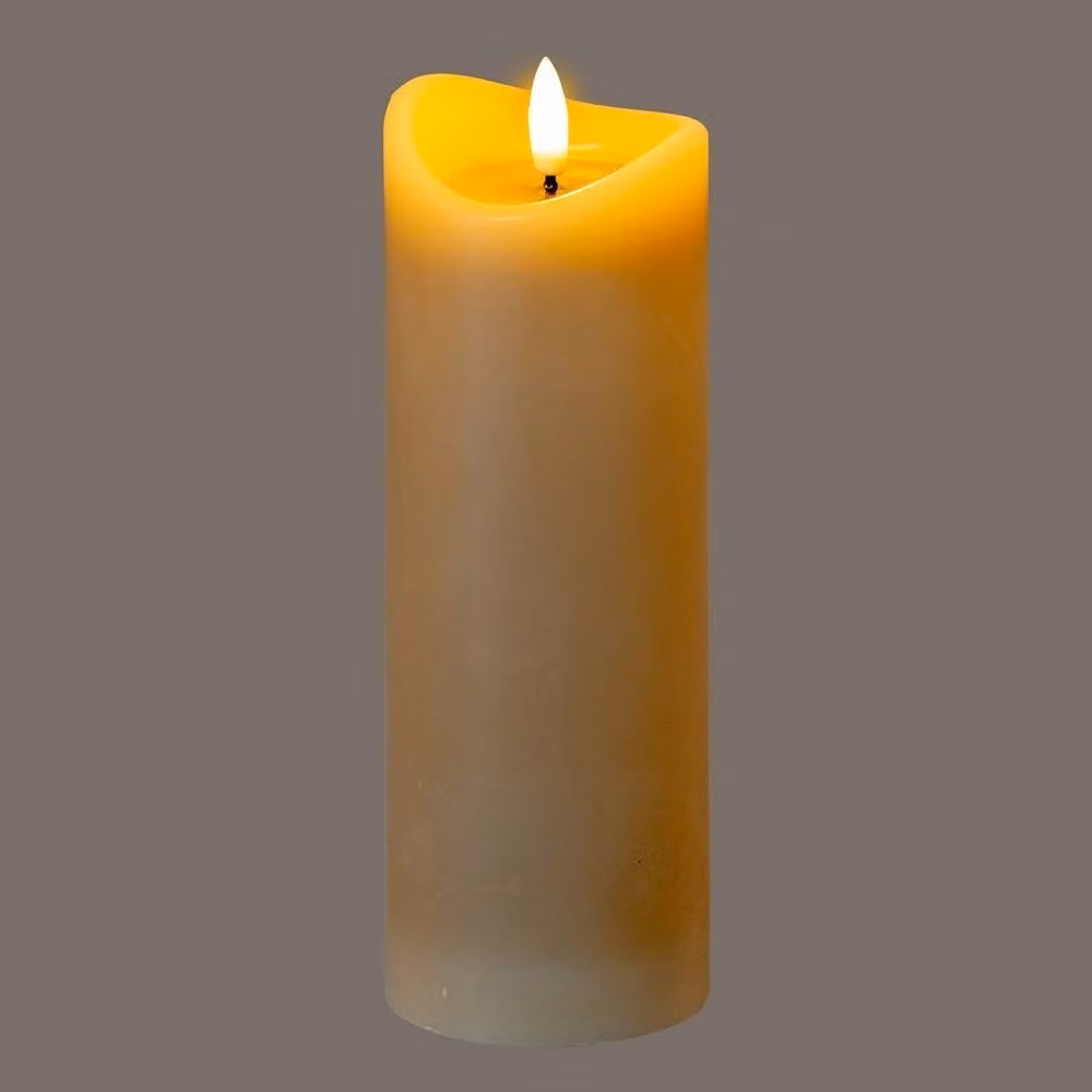 Lemon Pavilion Natural Glow Melted LED Pillar Candle, Taupe, H x W x D: 20 x 7 x 7 cm – 2