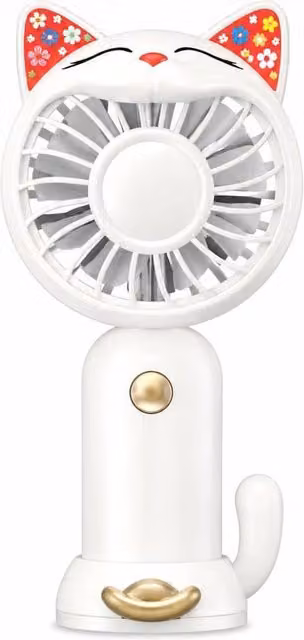 Dyzi Mini Cat Ear Handheld Fan, Rechargeable USB Portable Desk Fan in White – 1