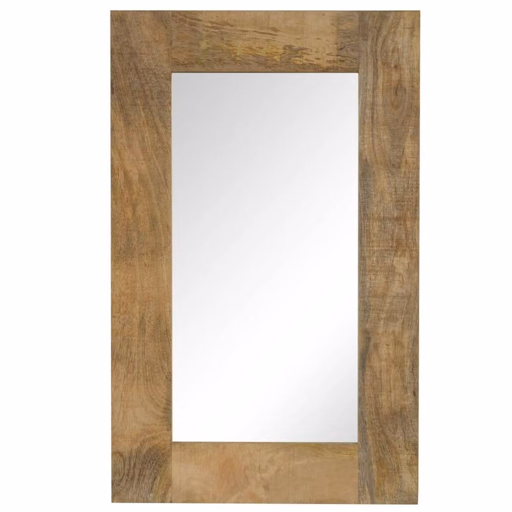 Berkfield Home Rectangular Wall Mirror in Brown Solid Mango Wood, W: 50 cm, H: 80 cm – 2