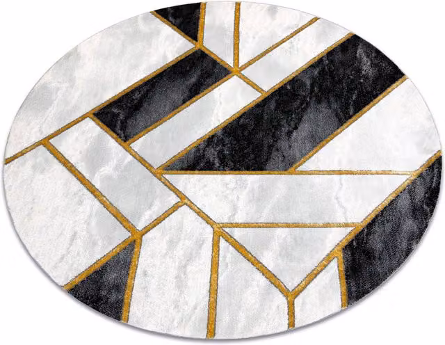 RugsX Emerald Round Geometric Rug in Black, Diameter: 120 cm – 1