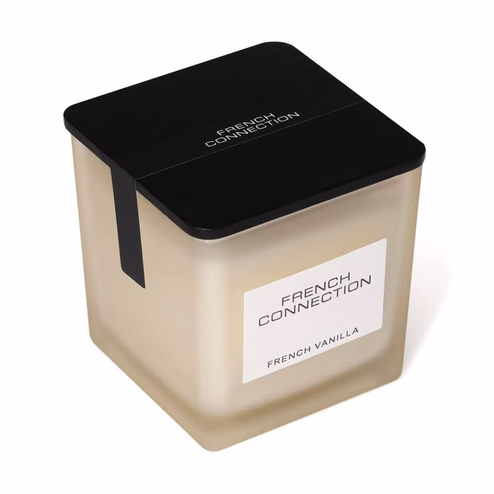 French Connection Square Range French Vanilla 4-Wick Candle, 800g, Off-White – 2