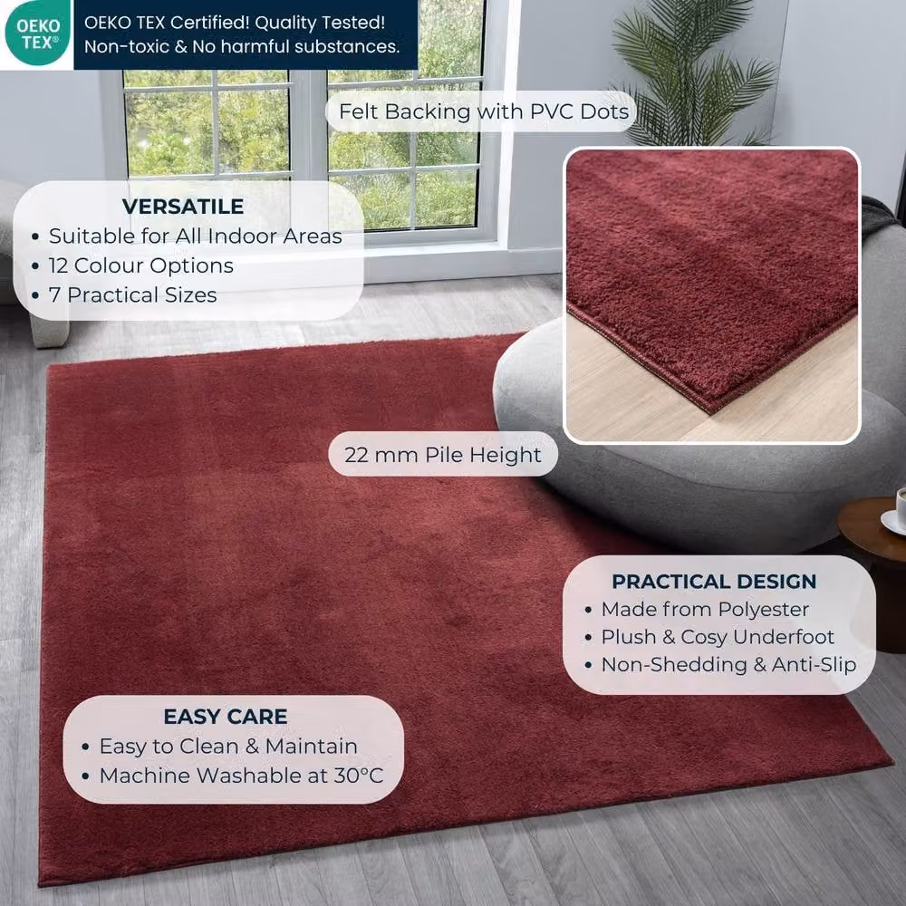 Desire Rugs Comfy Washable Low Pile Living Room Area Rug in Red, W/D: 120 x 160 cm – 3