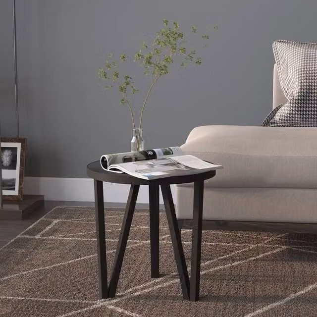 Berkfield Home Black Round MDF Tea Table, Diameter: 35 cm – 1