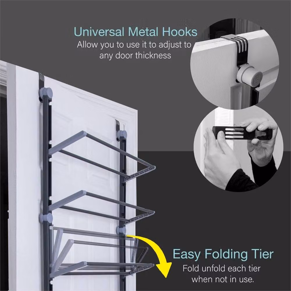 Nordara 8 Tier Foldable Non-Slip Metal Hanging Shoe Organiser, Black, W/D/H: 100 x 100 cm – 3