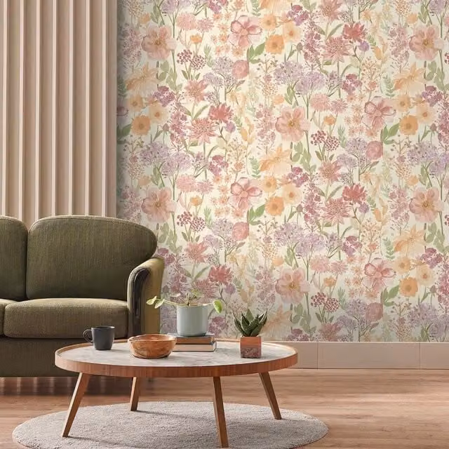 Grandeco Wildflowers Wallpaper in Beige, Yellow and Multicolour